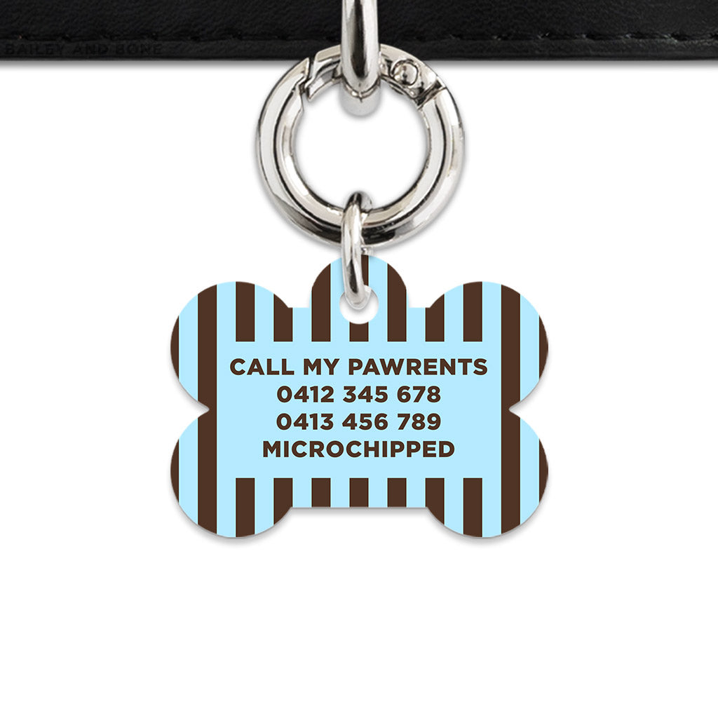 Blue And Brown Stripes Pet ID Tag