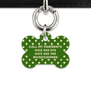 Green And Beige Polka Dots Pet ID Tag