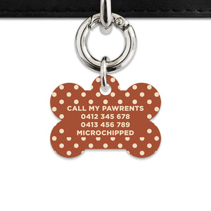 Brown And Beige Polka Dots Pet ID Tag