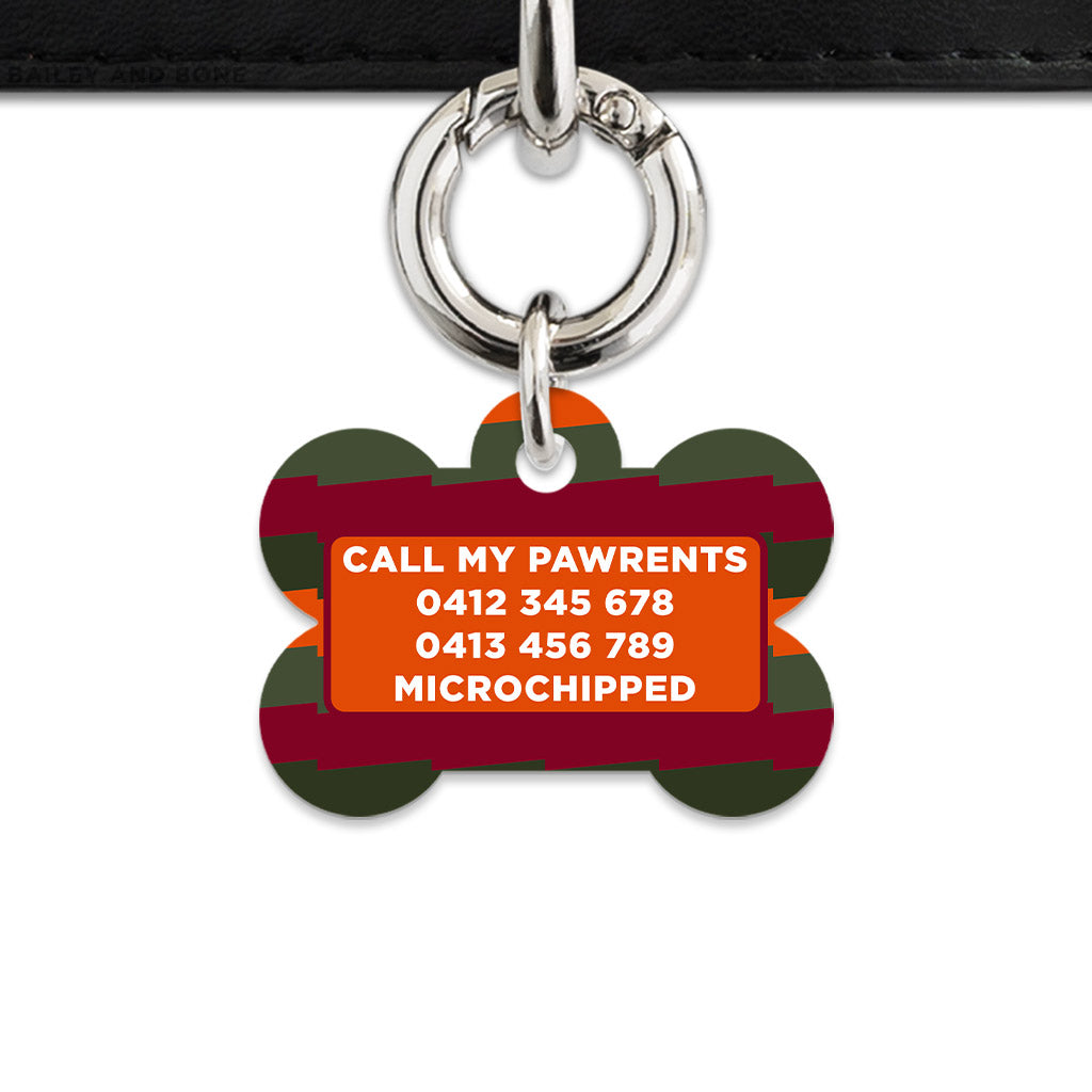 Green And Orange Spooky Stripes Pet ID Tag