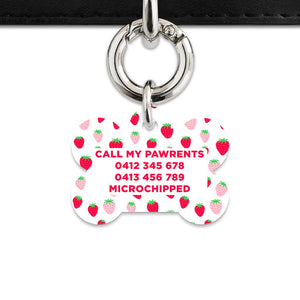Pink And Red Strawberries Pet ID Tag