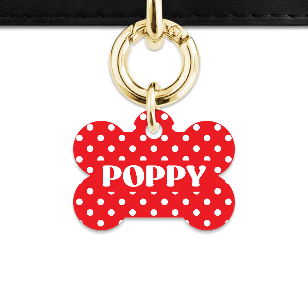 Red And White Polka Dots Pet ID Tag