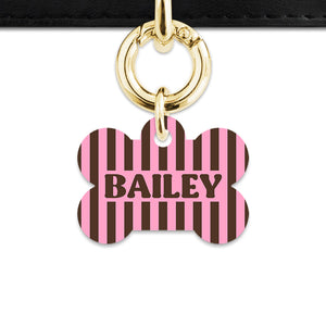 Pink And Brown Stripes Pet ID Tag