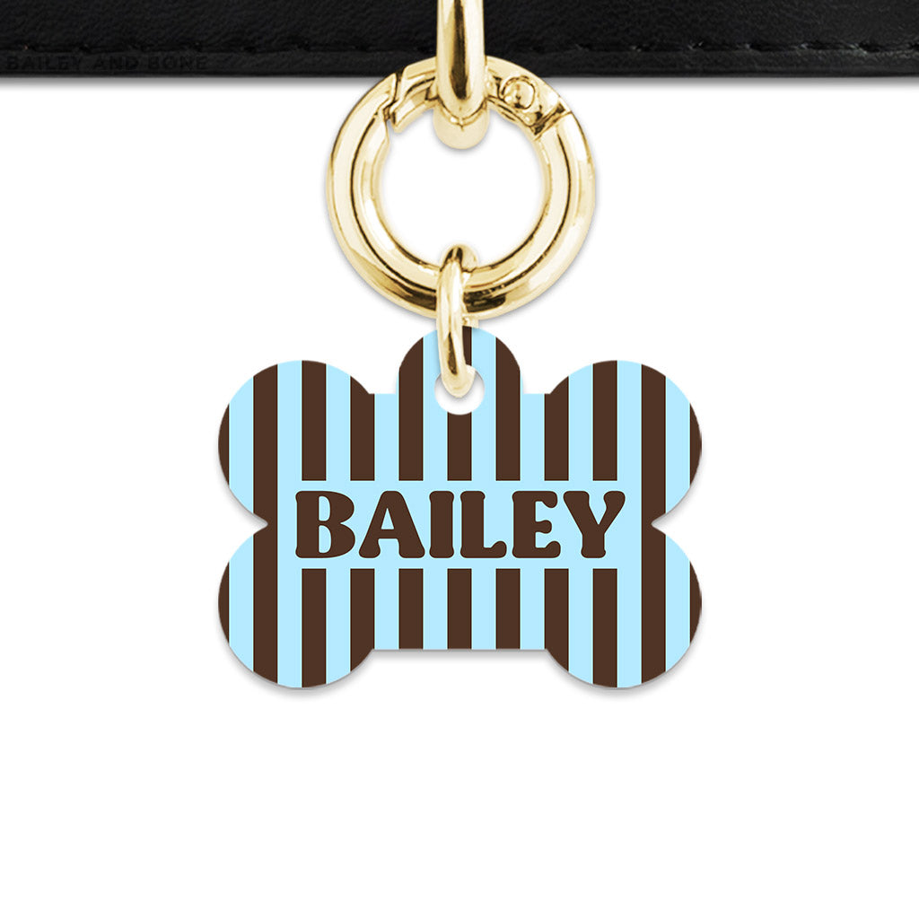 Blue And Brown Stripes Pet ID Tag
