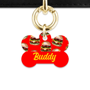 Burger Pattern Pet ID Tag