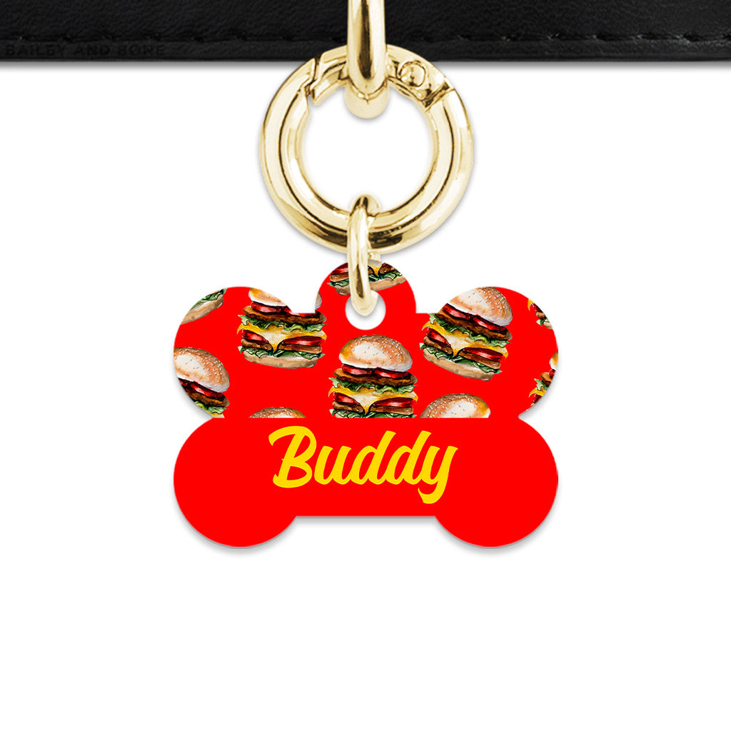 Burger Pattern Pet ID Tag