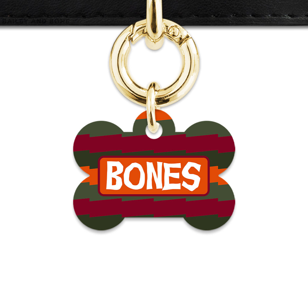 Green And Orange Spooky Stripes Pet ID Tag