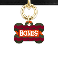 Green And Orange Spooky Stripes Pet ID Tag