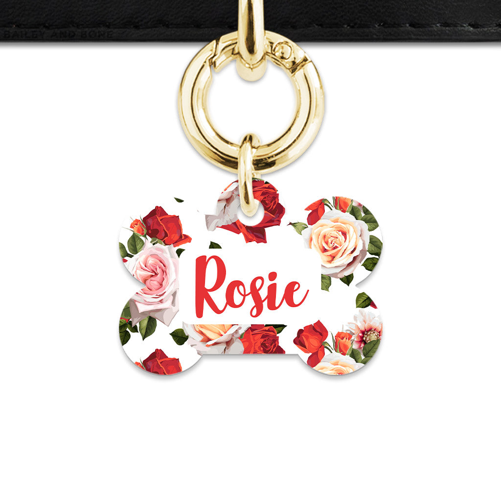 Red And White Roses Pet ID Tag