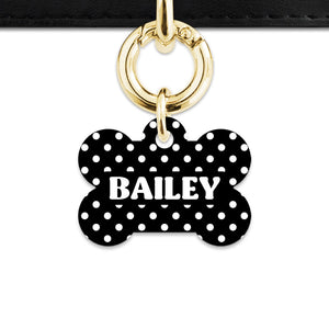 Black And White Polka Dots Pet ID Tag