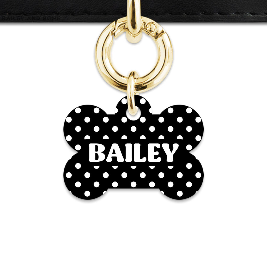 Black And White Polka Dots Pet ID Tag