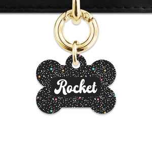 Black Pastel Stars Pet ID Tag
