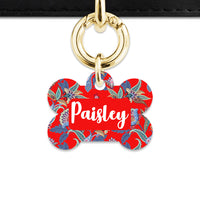 Red Paisley Pattern Pet ID Tag