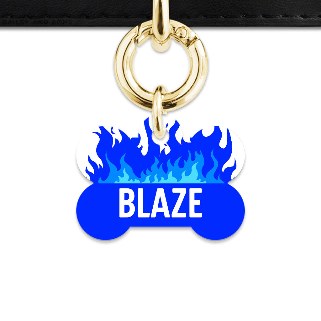 Blue Flames Pet ID Tag