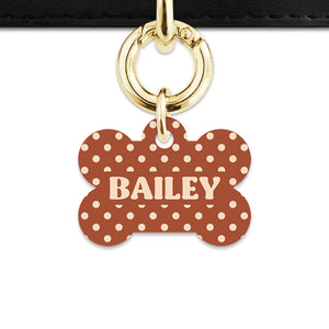 Brown And Beige Polka Dots Pet ID Tag