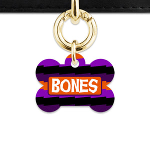 Purple And Orange Spooky Stripes Pet ID Tag