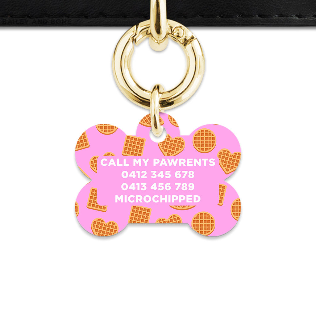 Pink Waffles Pattern Pet ID Tag