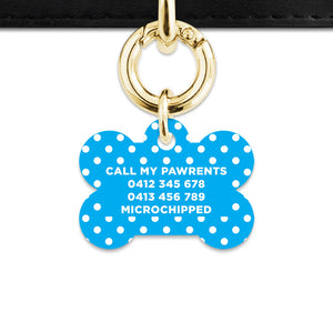 Blue And White Polka Dots Pet ID Tag