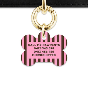 Pink And Brown Stripes Pet ID Tag
