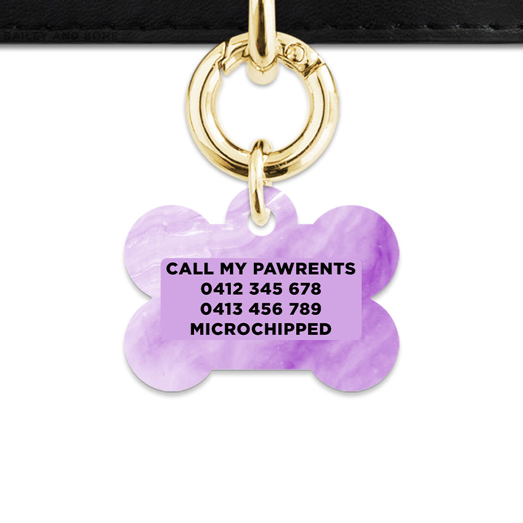 Light Purple Marble Pet ID Tag