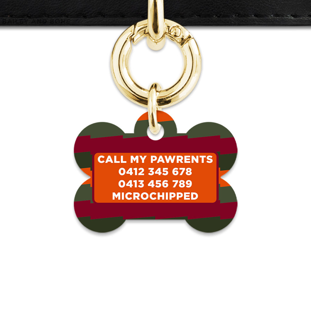 Green And Orange Spooky Stripes Pet ID Tag