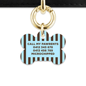 Blue And Brown Stripes Pet ID Tag