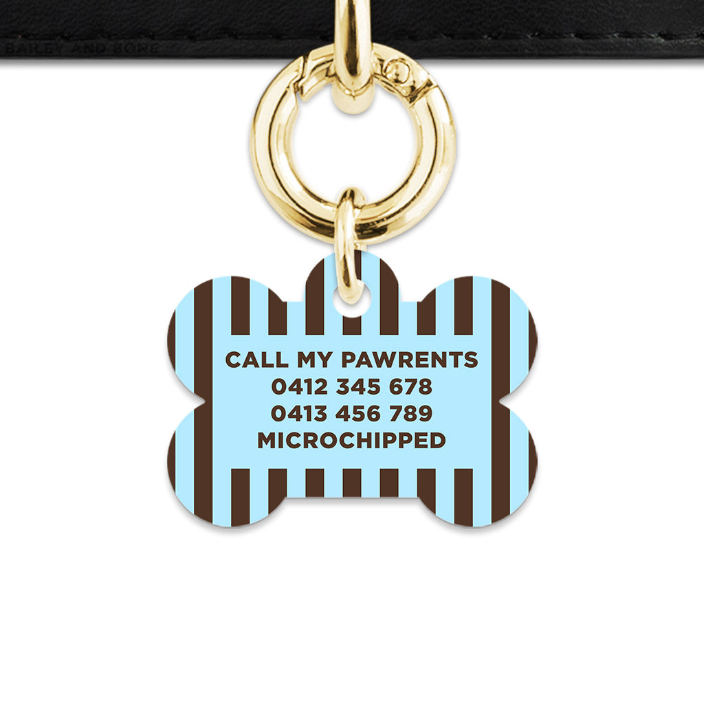 Blue And Brown Stripes Pet ID Tag