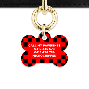 Black And Red Checkers Pet ID Tag