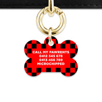 Black And Red Checkers Pet ID Tag