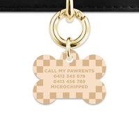 Beige And Tan Checkers Pet ID Tag