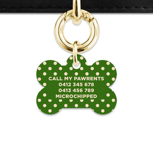 Green And Beige Polka Dots Pet ID Tag