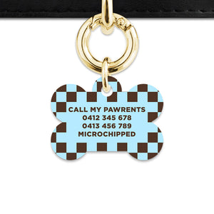 Blue And Brown Checkers Pet ID Tag