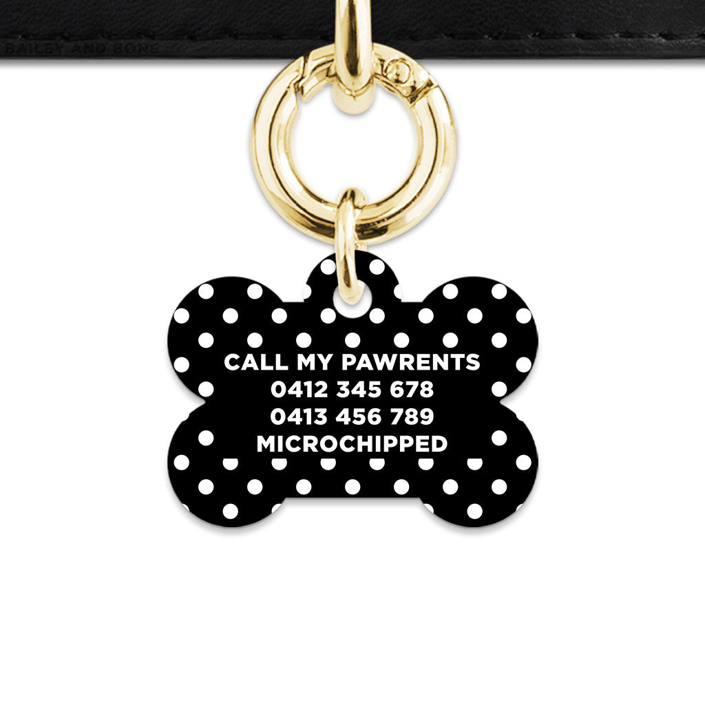 Black And White Polka Dots Pet ID Tag