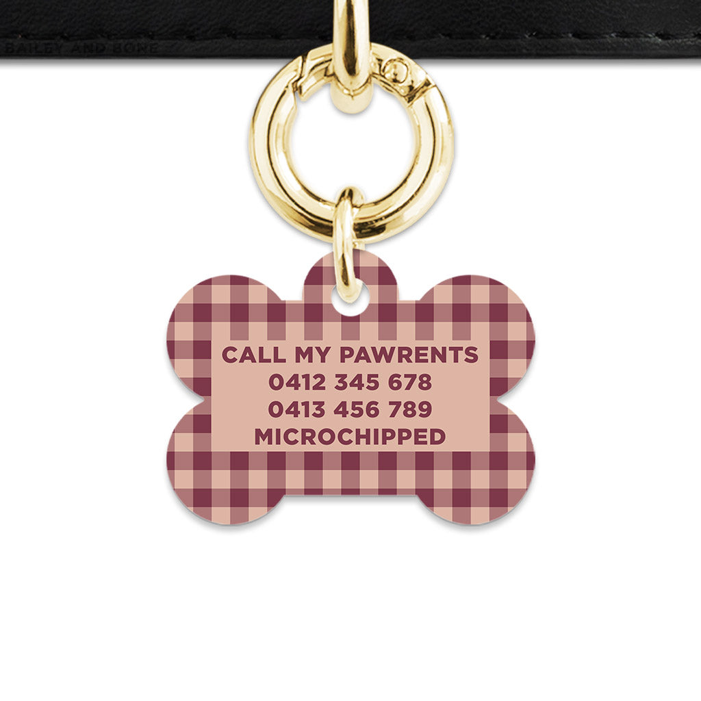 Winter Gingham Pet ID Tag