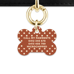 Brown And Beige Polka Dots Pet ID Tag