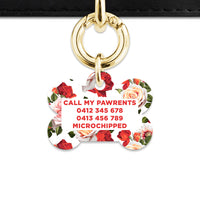 Red And White Roses Pet ID Tag