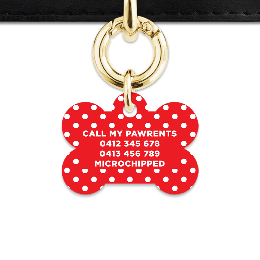 Red And White Polka Dots Pet ID Tag