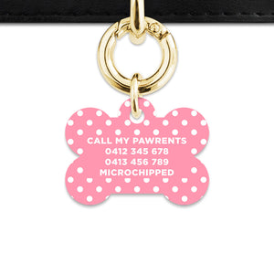 Pink And White Polka Dot Pet ID Tag