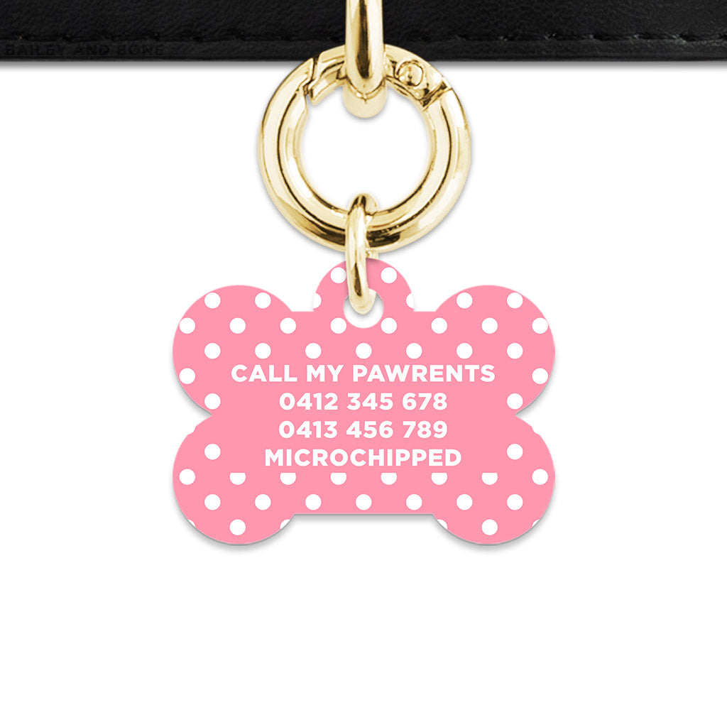 Pink And White Polka Dot Pet ID Tag
