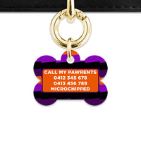 Purple And Orange Spooky Stripes Pet ID Tag