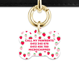 Pink And Red Strawberries Pet ID Tag