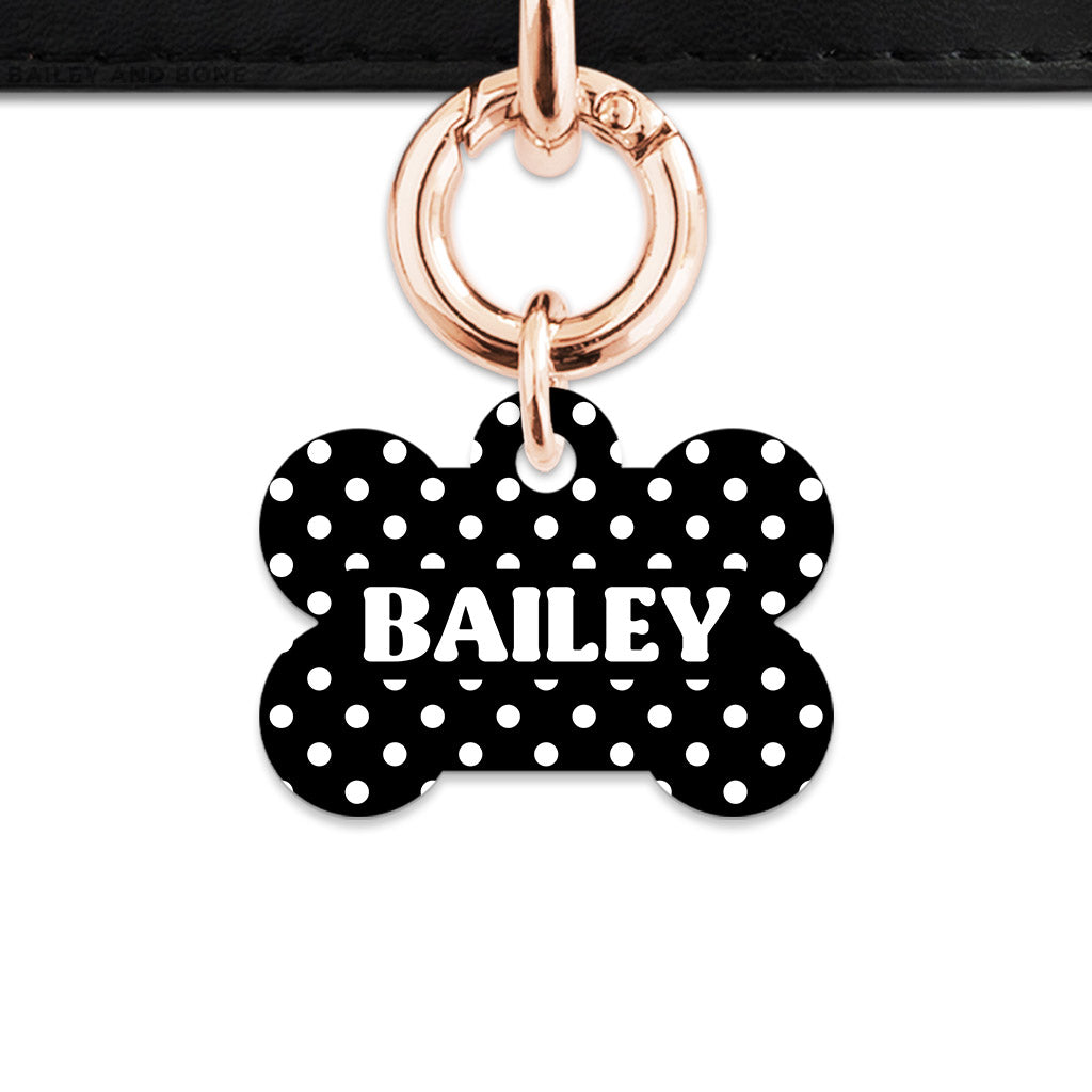 Black And White Polka Dots Pet ID Tag