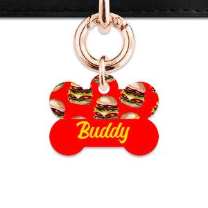 Burger Pattern Pet ID Tag
