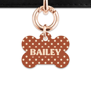 Brown And Beige Polka Dots Pet ID Tag
