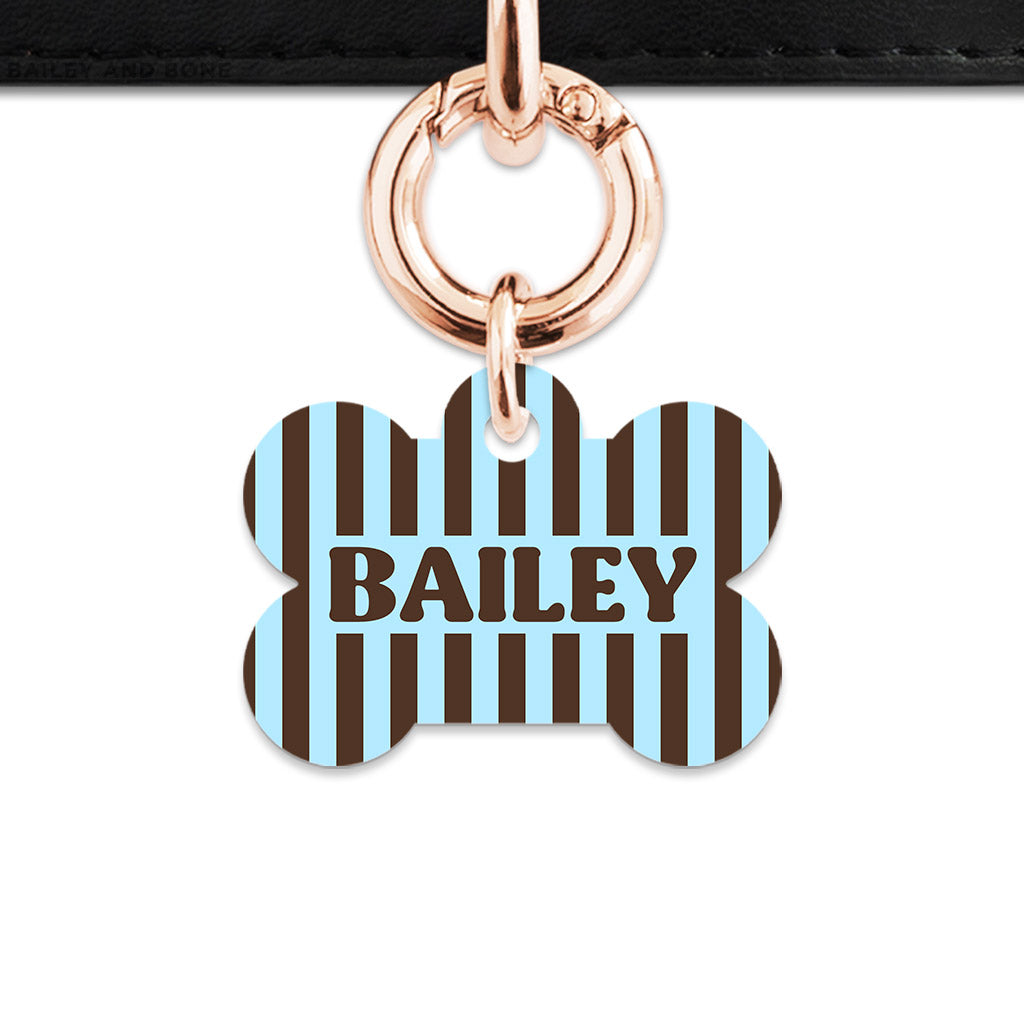 Blue And Brown Stripes Pet ID Tag