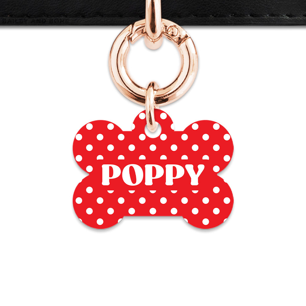 Red And White Polka Dots Pet ID Tag