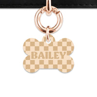 Beige And Tan Checkers Pet ID Tag