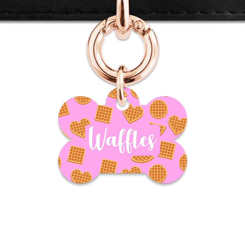 Pink Waffles Pattern Pet ID Tag