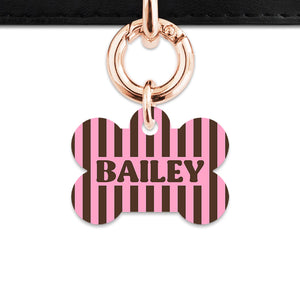 Pink And Brown Stripes Pet ID Tag