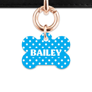 Blue And White Polka Dots Pet ID Tag